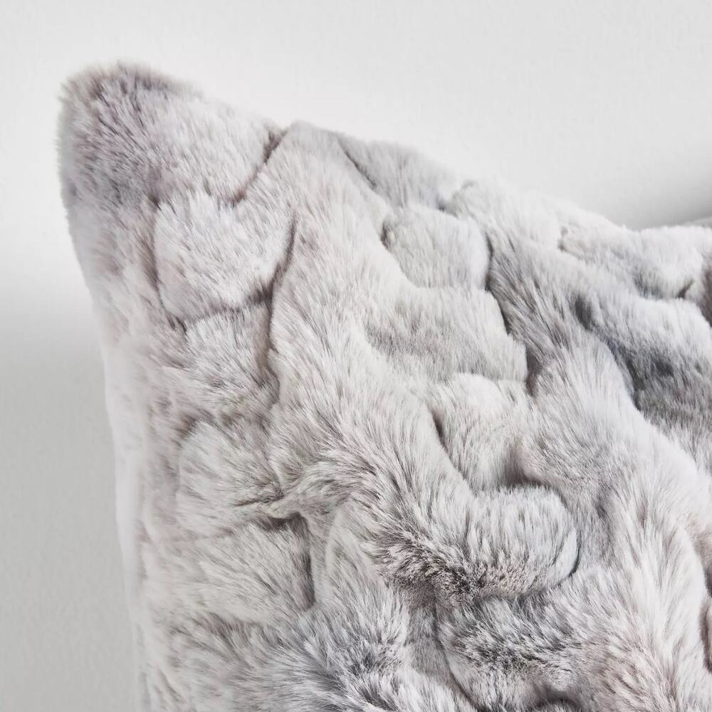 Anthropologie Luxe Sculpted Faux-Fur Pillow – Silver – Discontinued - Picture 2 of 4